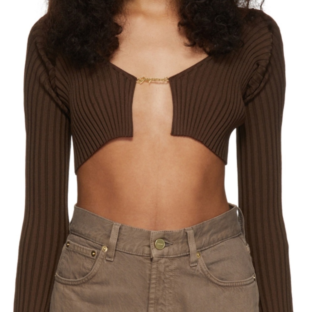 JACQUEMUS
Brown "La Maille" Pralù
Cropped Cardigan
Size 36
